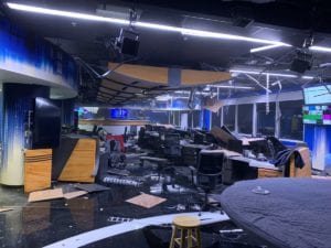 KTVA Newsroom after the quake photo courtesy of Schirm