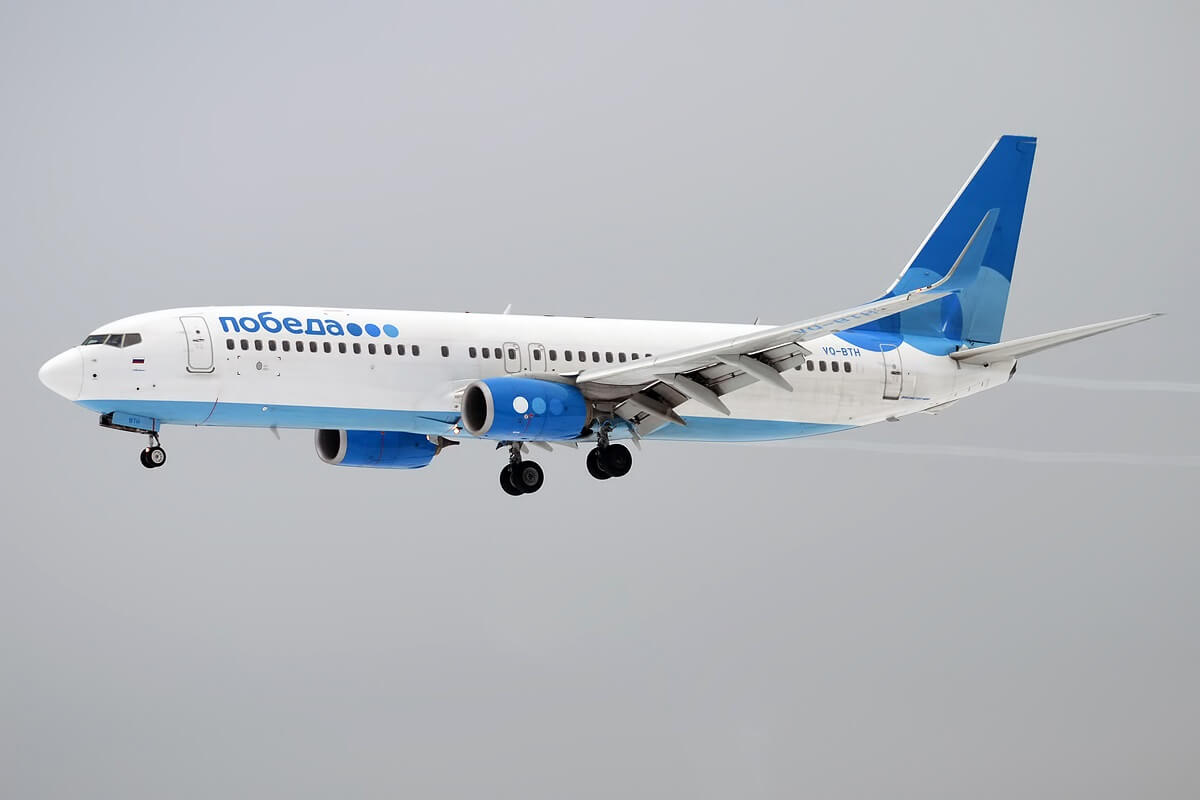 Russian low-cost Pobeda Airlines lands at Dubai International Airport